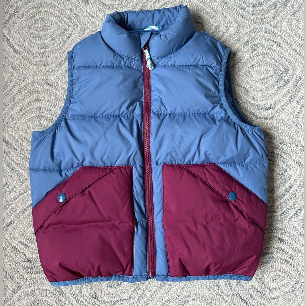 J.Crew Kids Puffer Vest in Blue and Burgundy